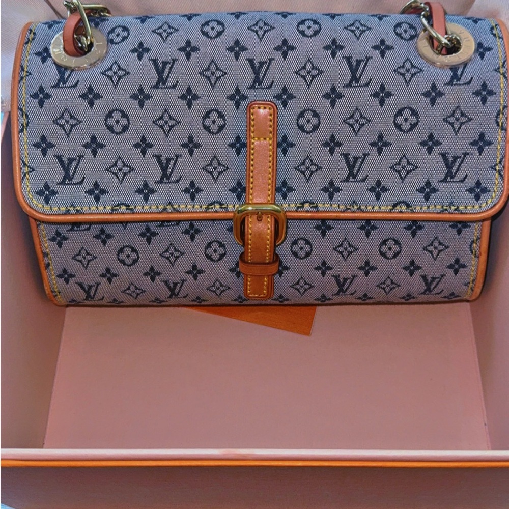 Louis Vuitton Blue and Tan Monogram Shoulder Bag